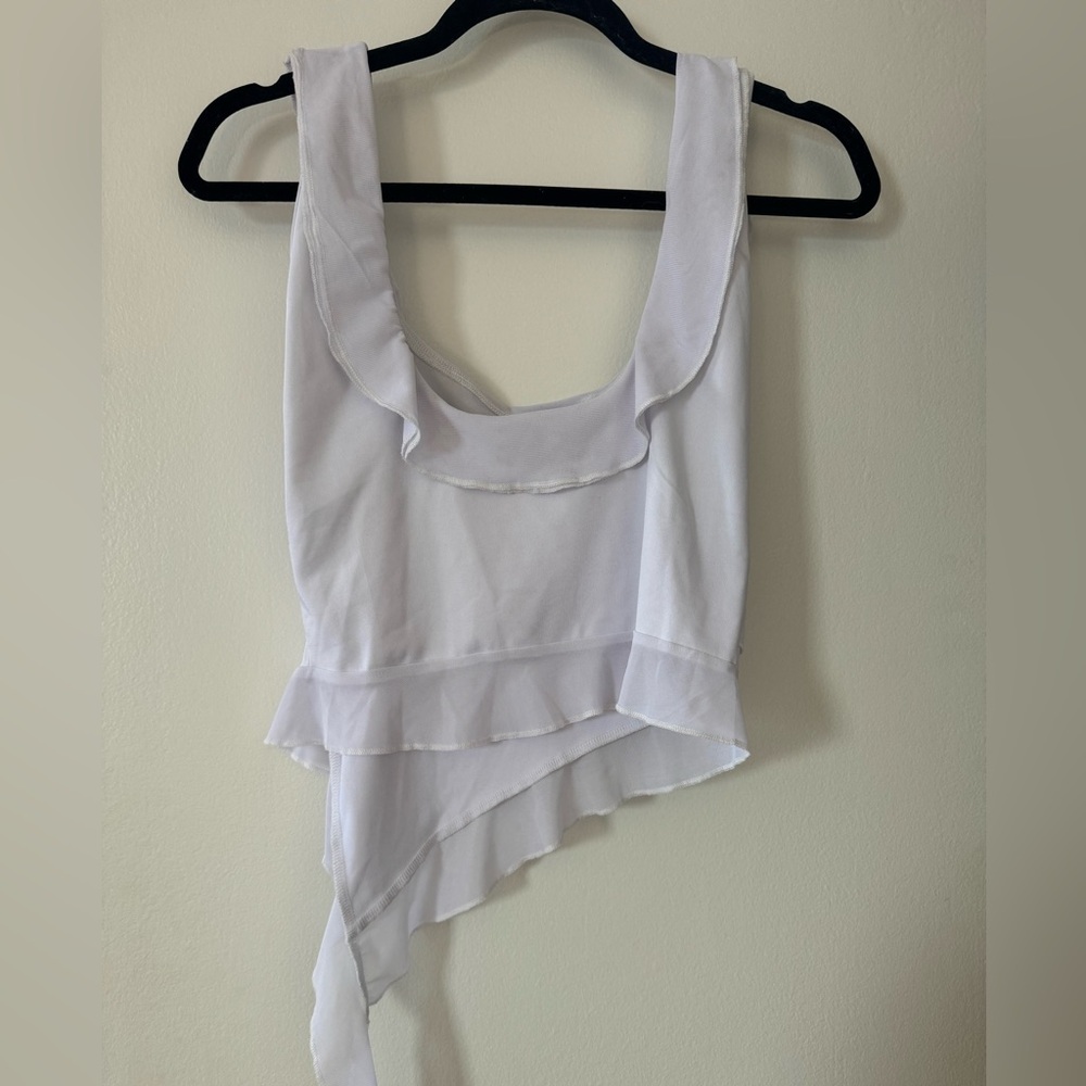 Elegant White Asymmetrical Women's Top